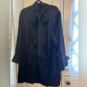 Eloquii Black Satin Dress with Bow Detail